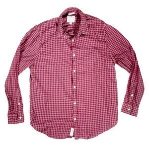 Lucky Brand Men's Flannel Shirt, Cranberry/Gray Plaid, Size XL, Long Sleeves